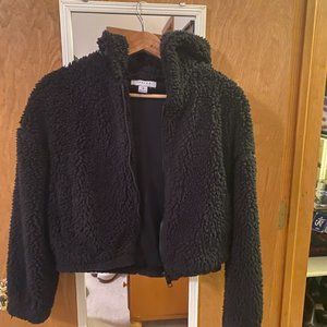 Cropped Teddy Jacket Black